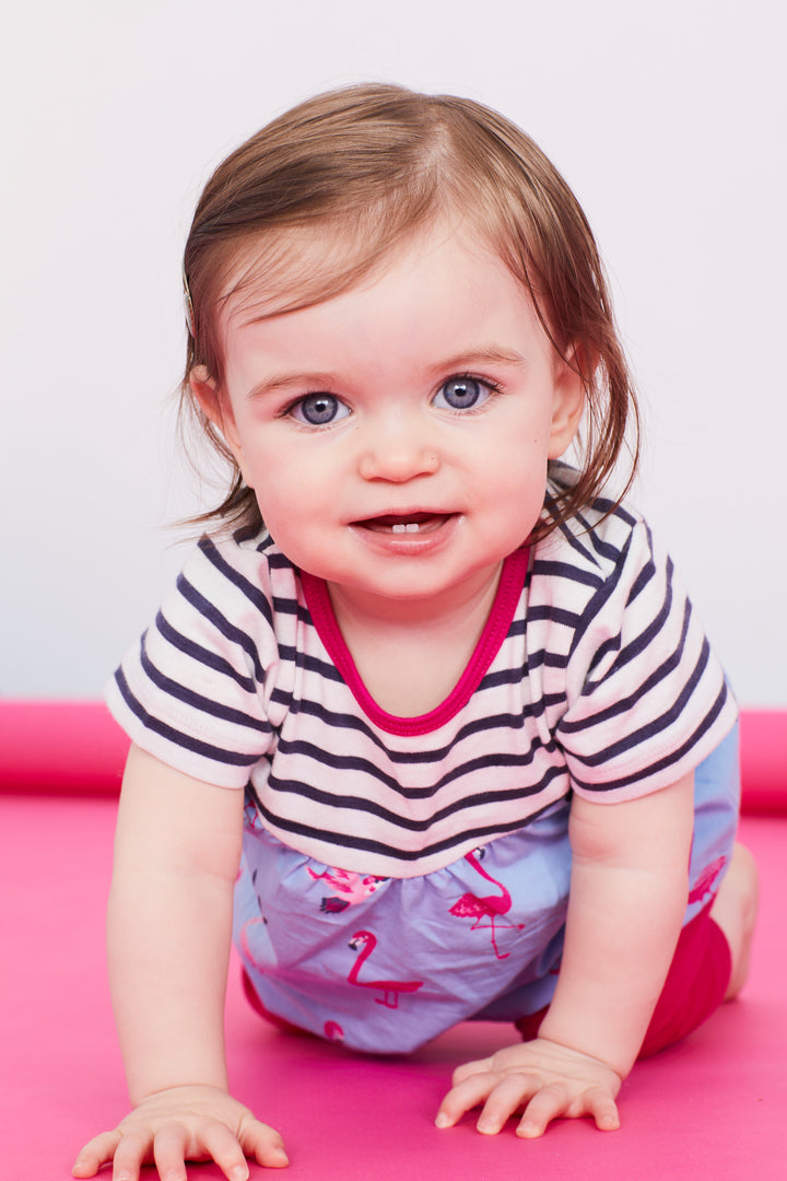 organic cotton stripe and flamingo print dress - image 4