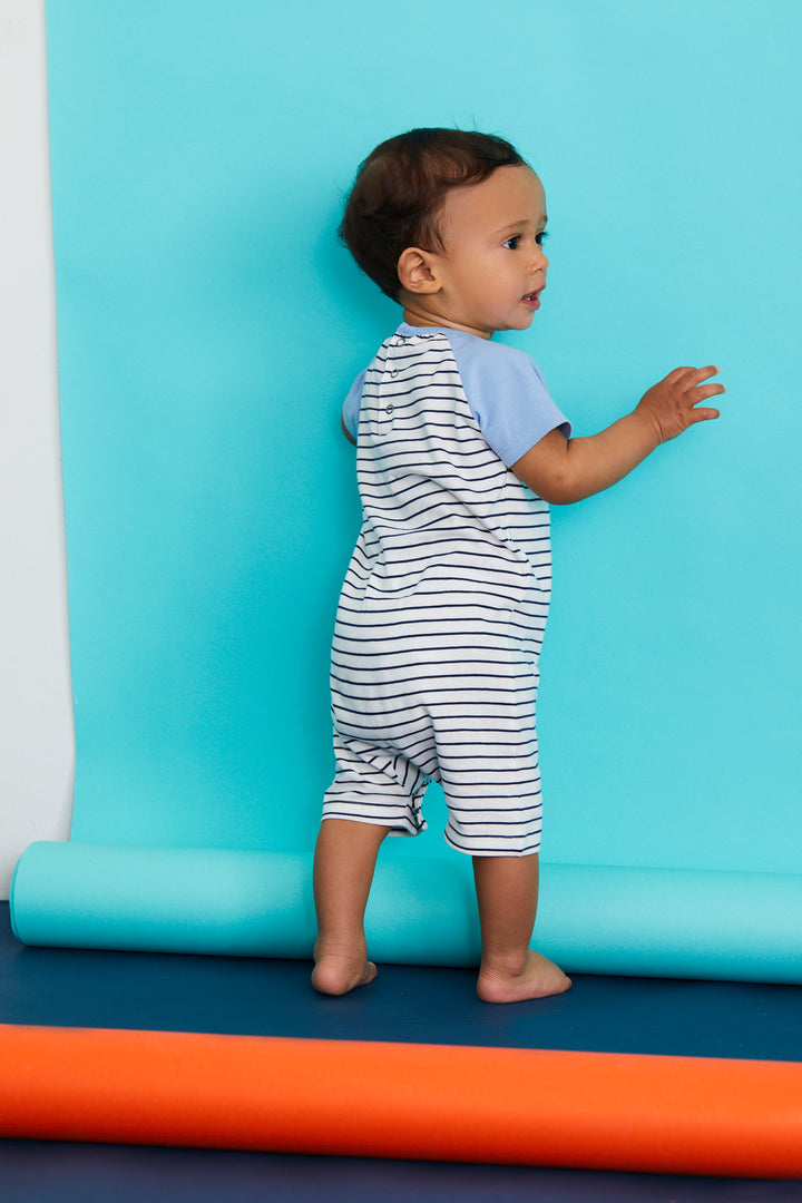 organic cotton applique and stripe short sleeve romper - image 4