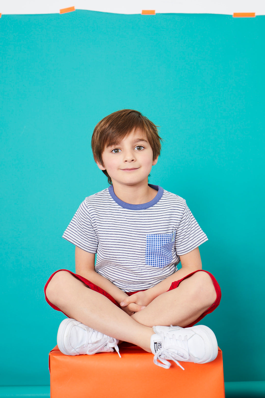 organic cotton Navy Stripe and spot Print reversible Top - image 5