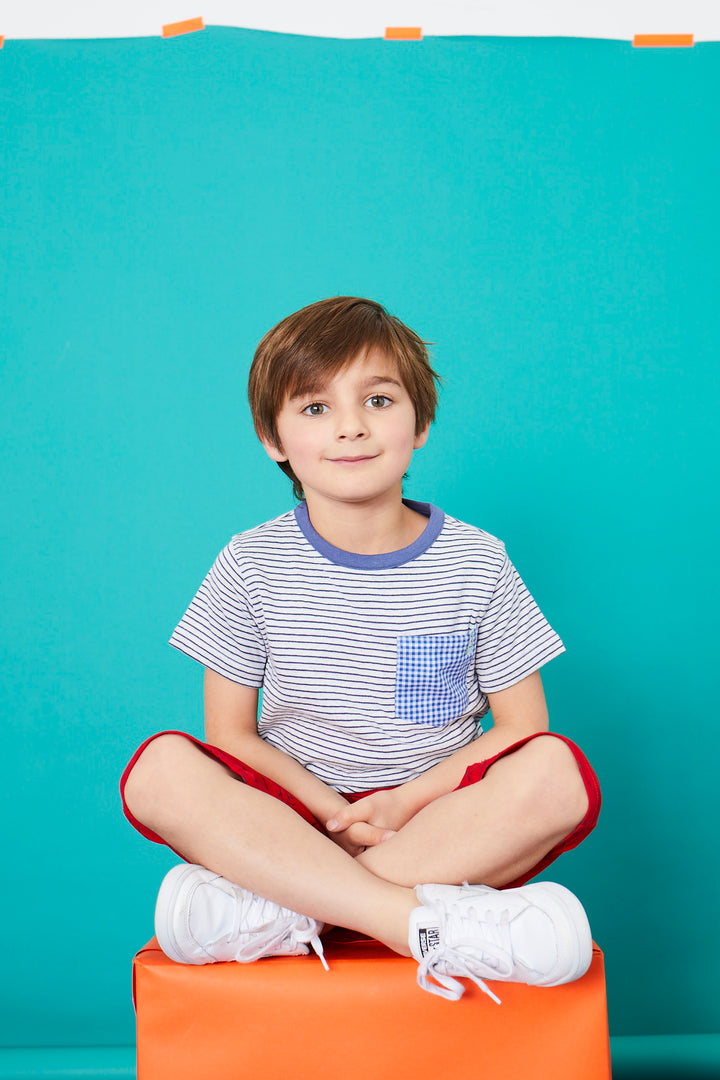 organic cotton Navy Stripe and spot Print reversible Top - image 5