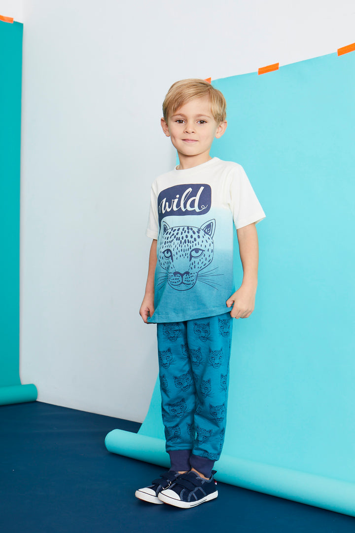 organic cotton dip dyed wild cat graphic short sleeve t-shirt - image 2