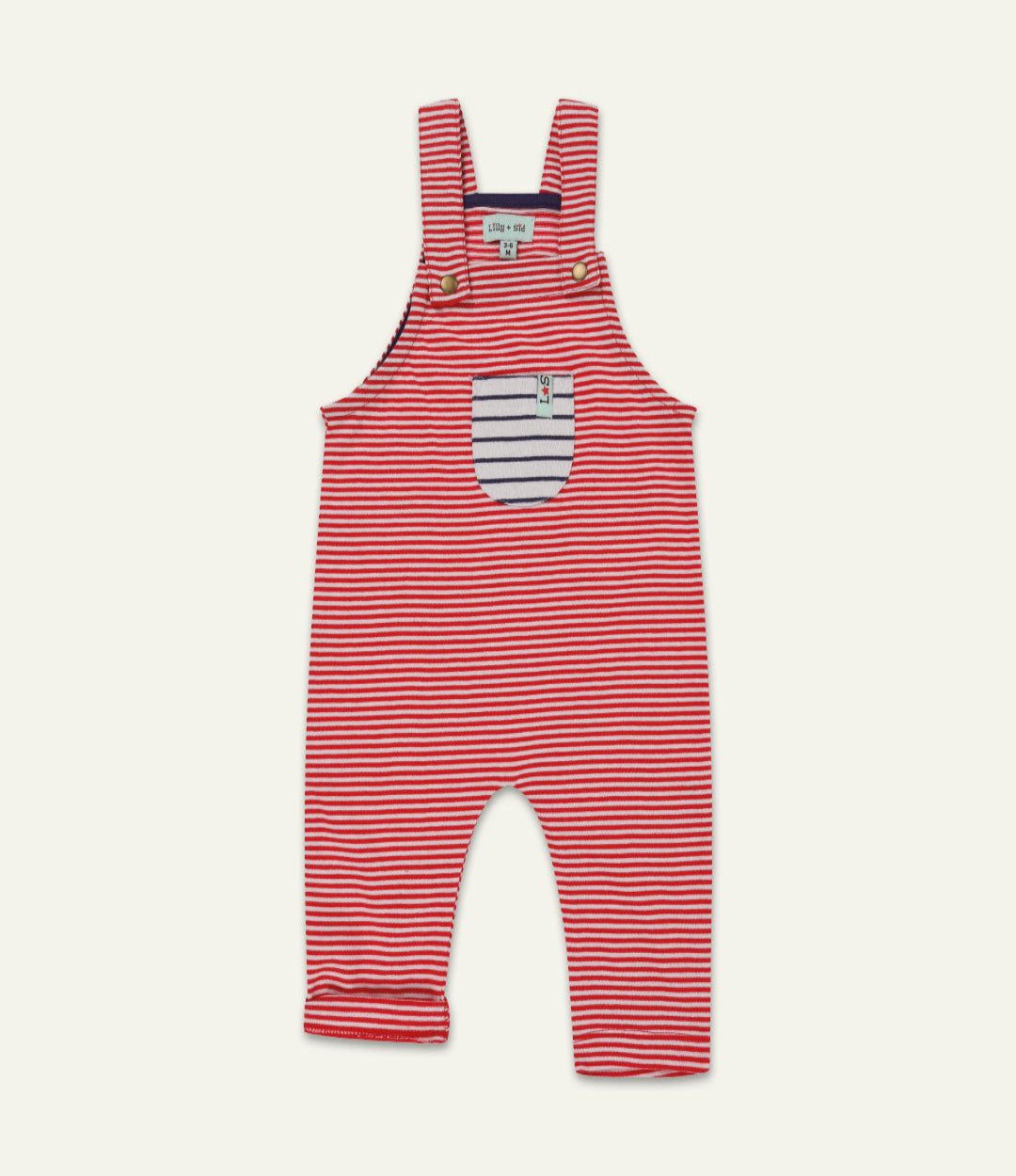 jersey stripe dungaree - red