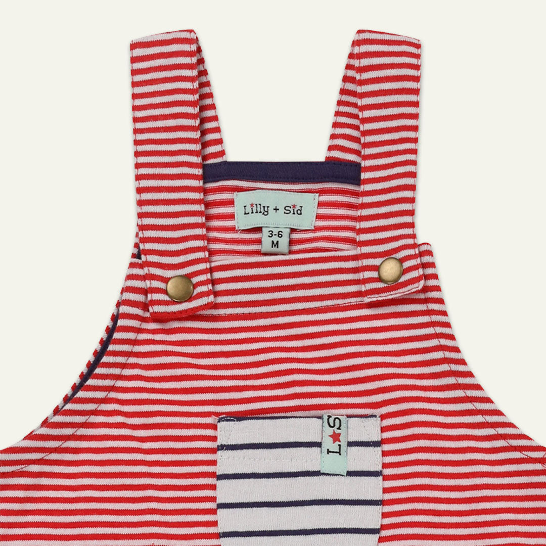 jersey stripe dungaree - red