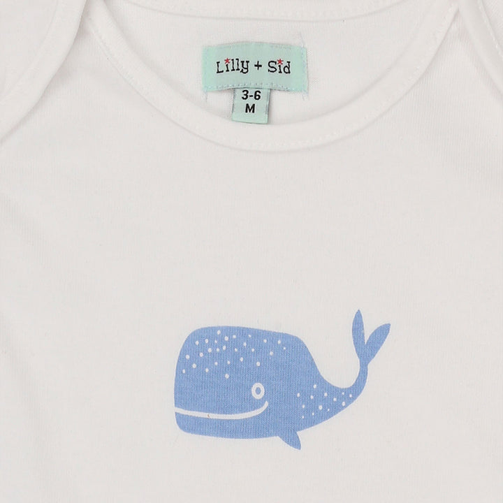 organic cotton whale print full sleeves romper, sleep suit, bib gift set - image 3