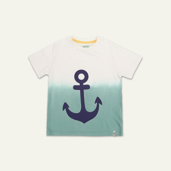organic cotton kids dip dye anchor print short sleeve t-shirt