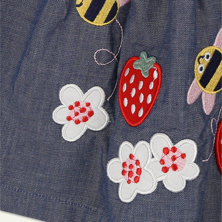 organic cotton applique bee chambray skirt - image 2