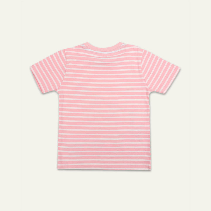 organic cotton kids pink stripe and bunting applique top - image 2