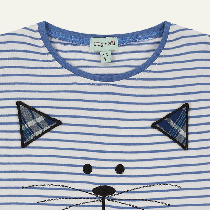 organic cotton check frill and cat stripe top - image 2