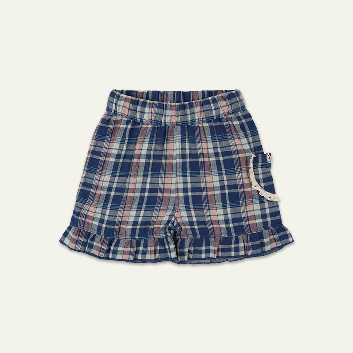 organic cotton kids reversible check shorts - image 1