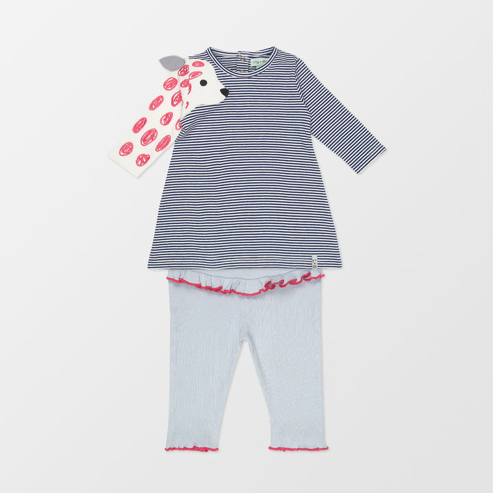 Organic cotton baby girls dress and leggings set