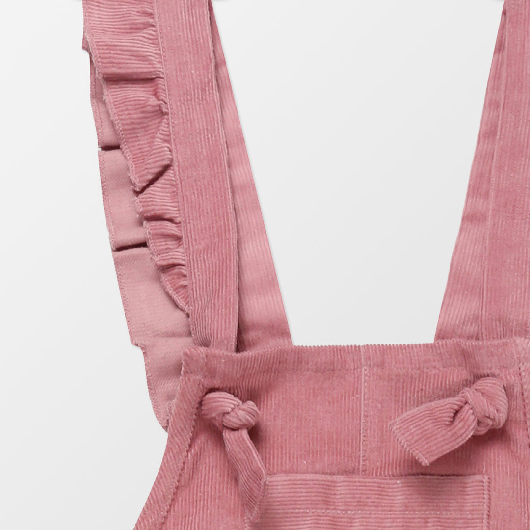Sustainable organic cord pink girls dungarees