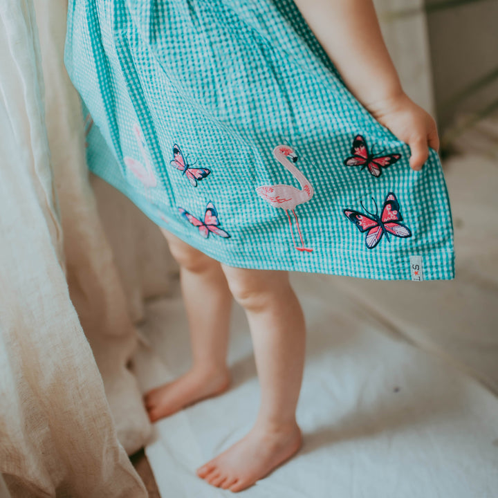 Flamingo and butterfly kids dress