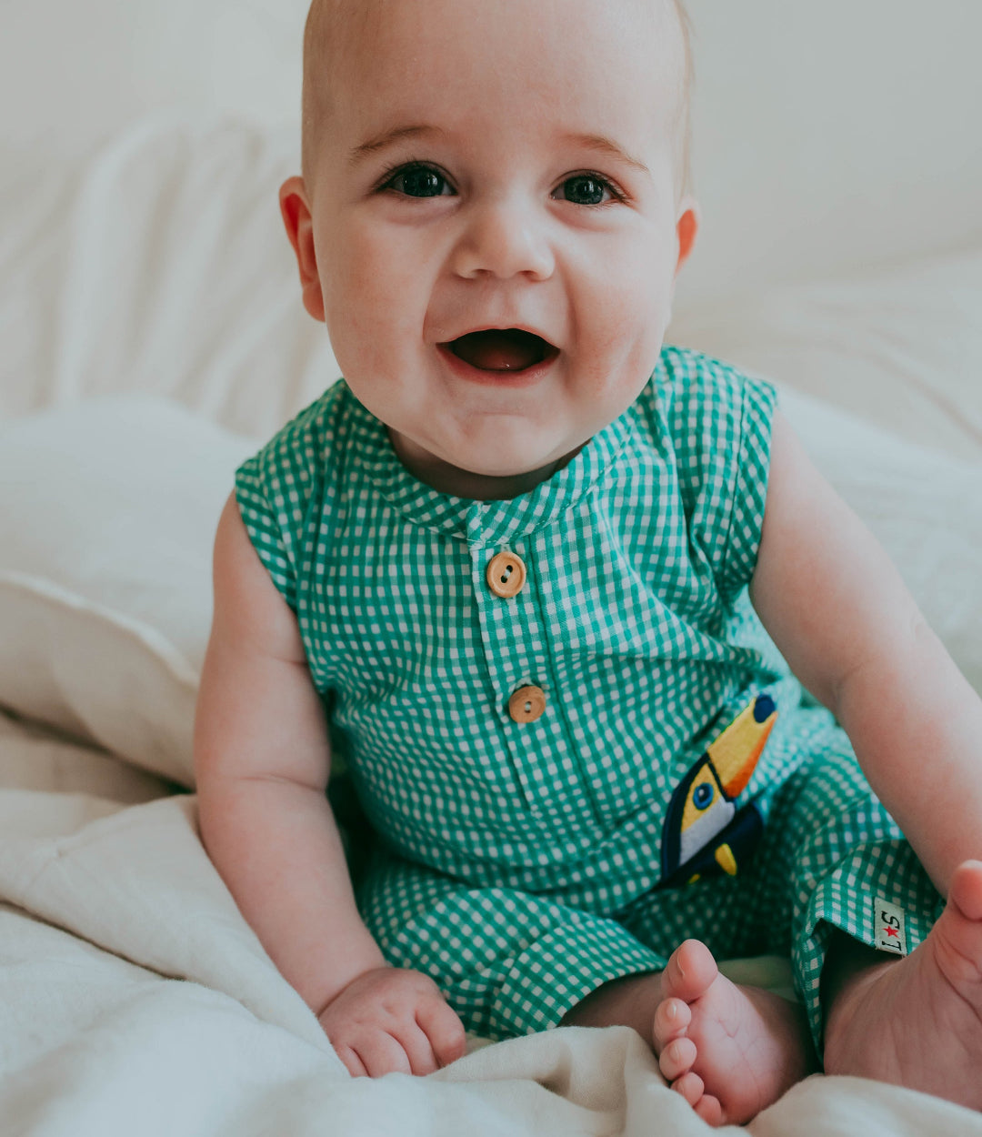 Toucan Gingham Dungarees