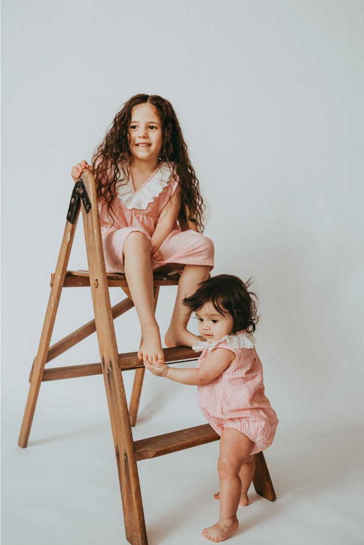 sustainable kids RED STRIPE WOVEN and frill DRESS - image 4