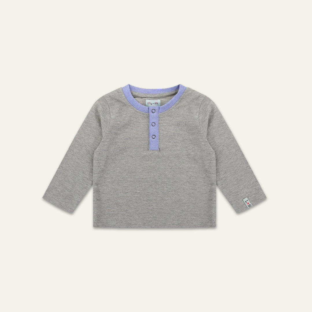 organic cotton half placket full sleeve top -  image 1