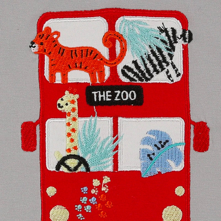 organic cotton Safari Leggings And Bus applique short sleeve top - image 4