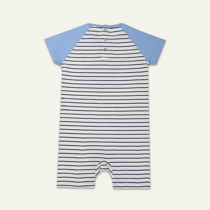 organic cotton applique and stripe short sleeve romper - image 2