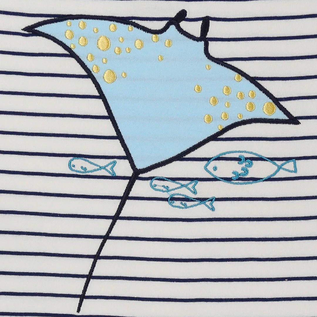 organic cotton applique and stripe short sleeve romper - image 3