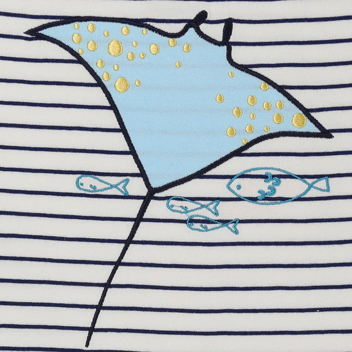 organic cotton applique and stripe short sleeve romper - image 3