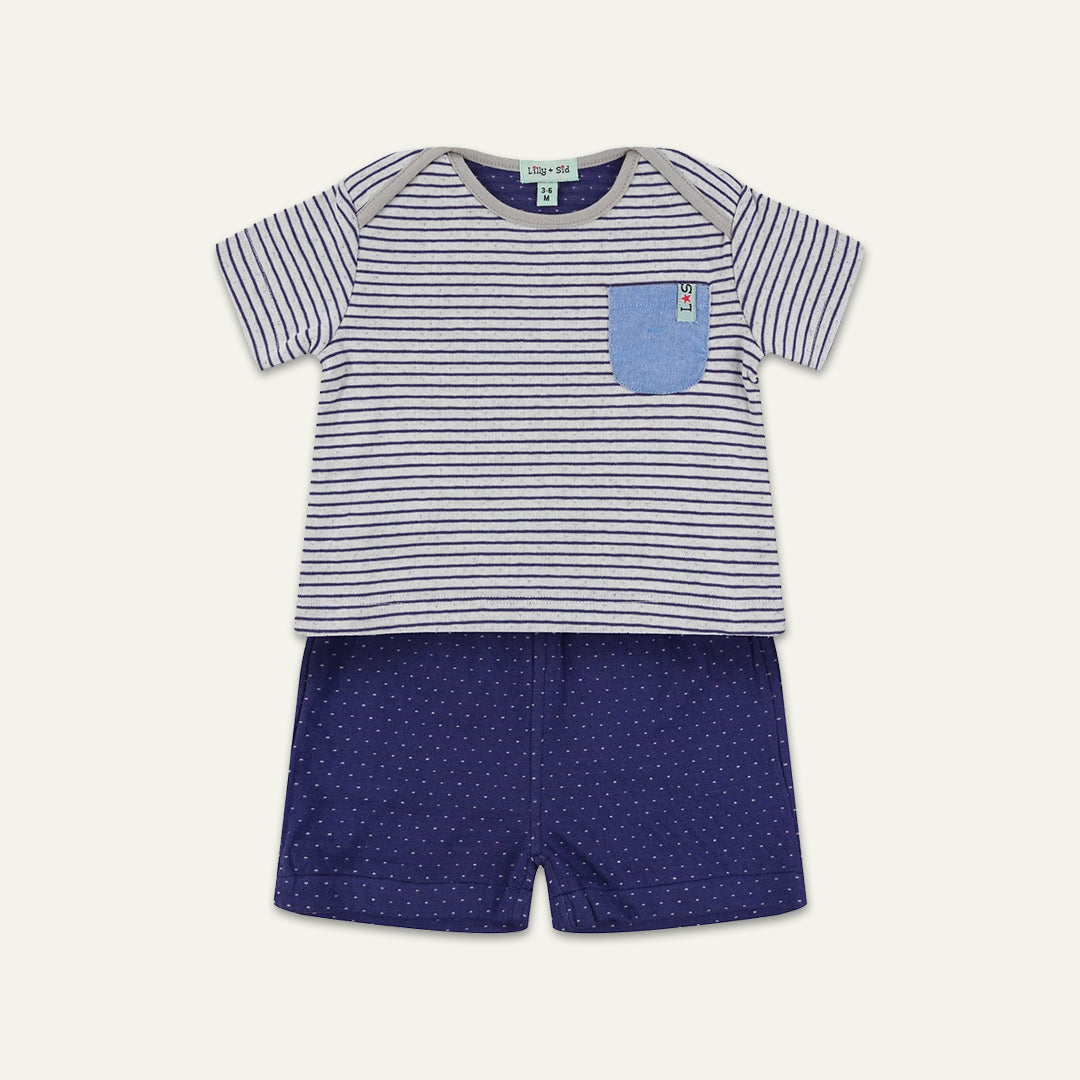 organic cotton Reversible Jersey stripe Short Set - image 1