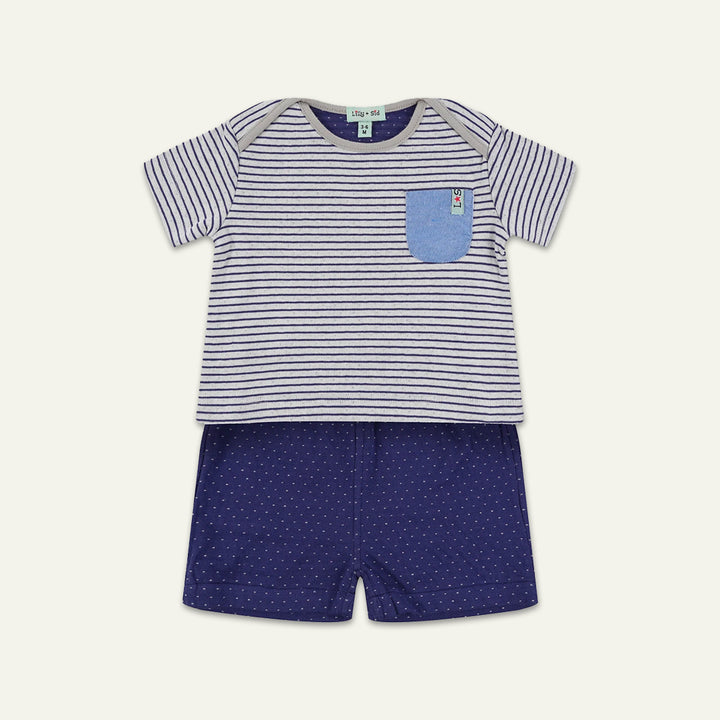 organic cotton Reversible Jersey stripe Short Set - image 1