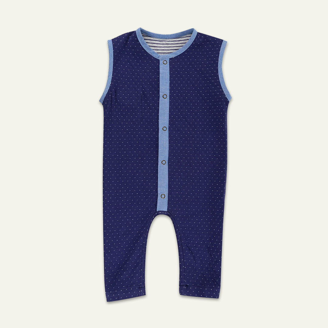 organic cotton reversible stripe and dots  sleeveless romper - image 2