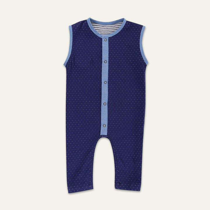 organic cotton reversible stripe and dots  sleeveless romper - image 2