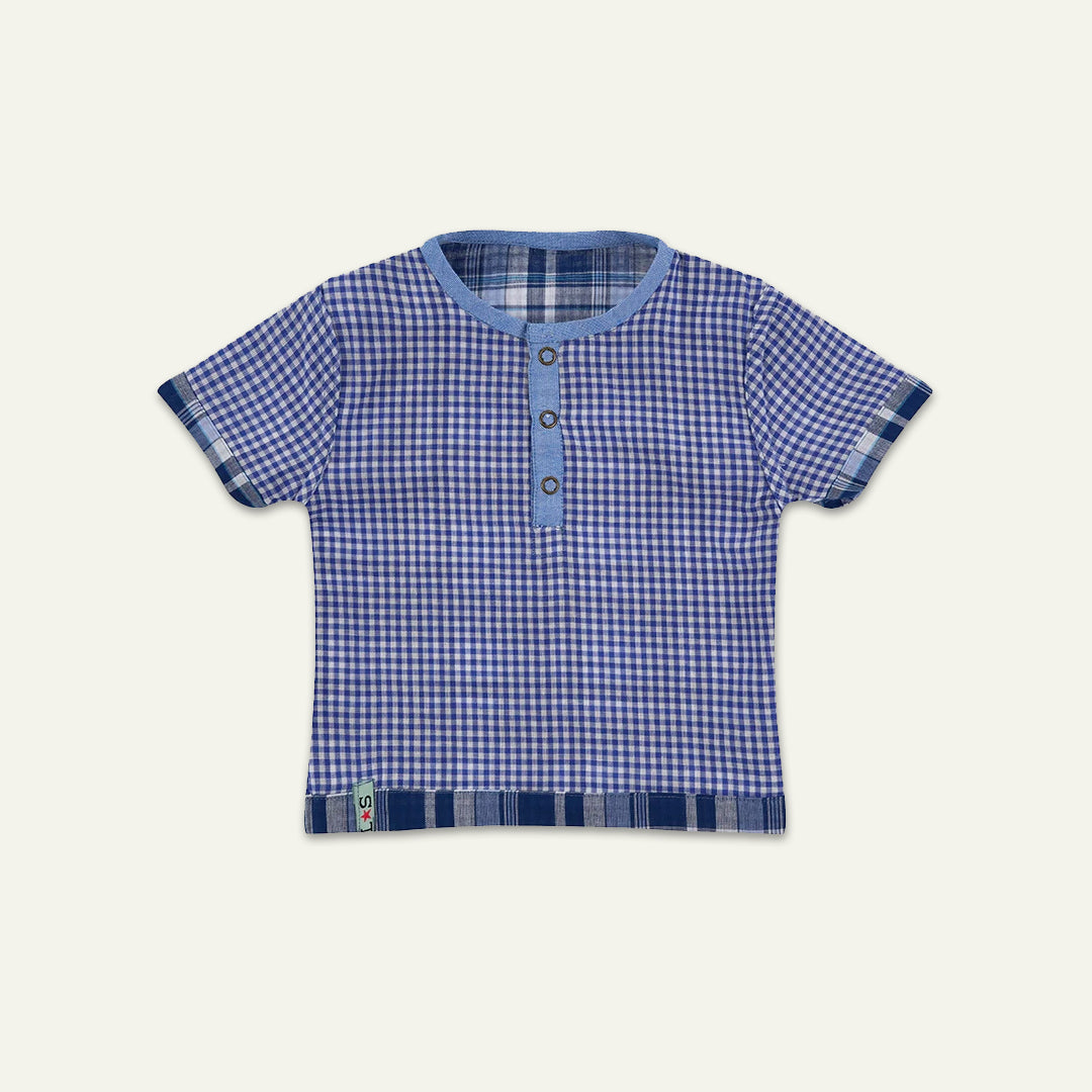 organic cotton reversible check short sleeve top and bear set - image 3