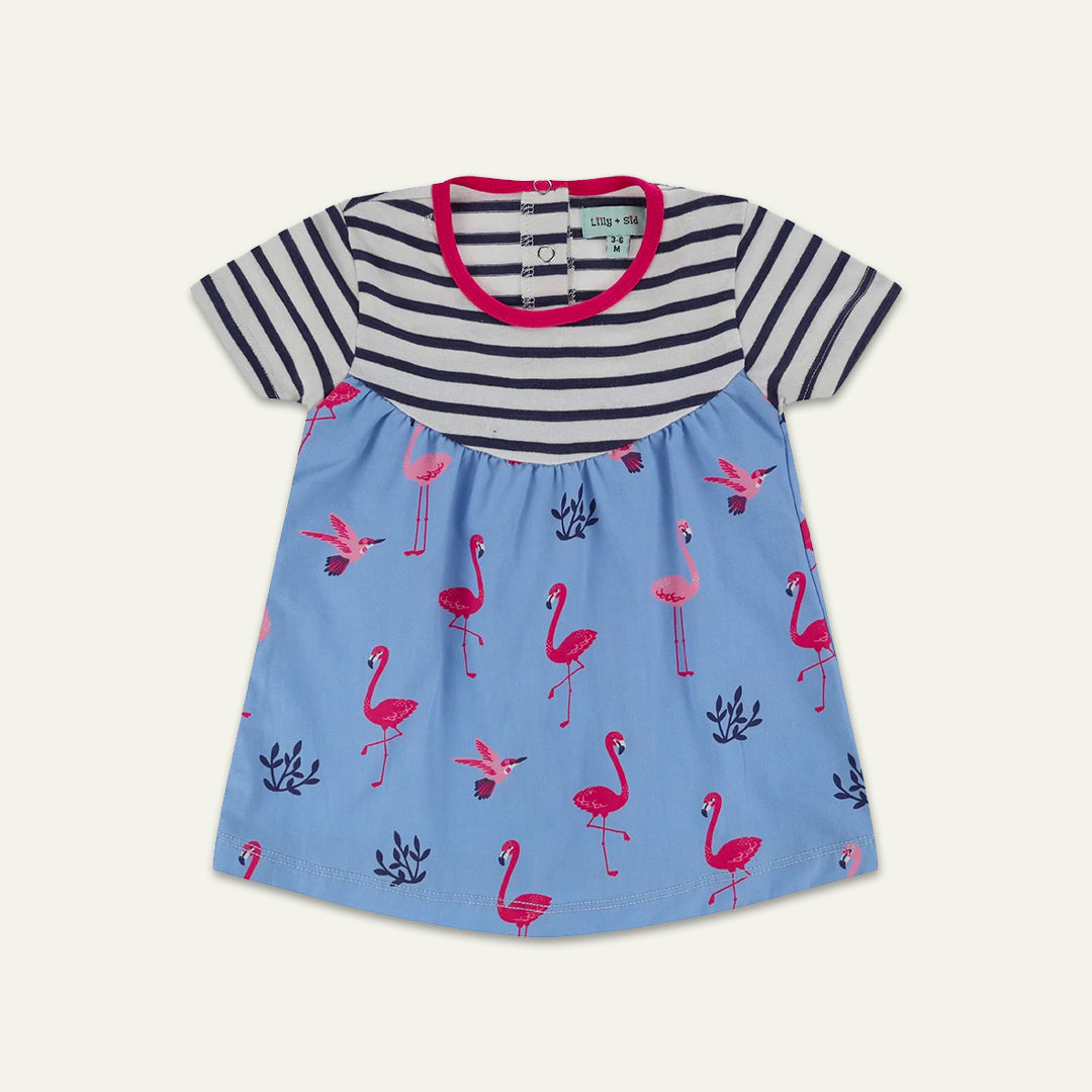 organic cotton stripe and flamingo print dress - image 1 