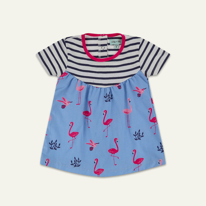 organic cotton stripe and flamingo print dress - image 1 