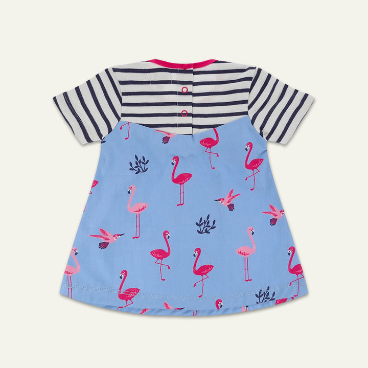 organic cotton stripe and flamingo print dress - image 3