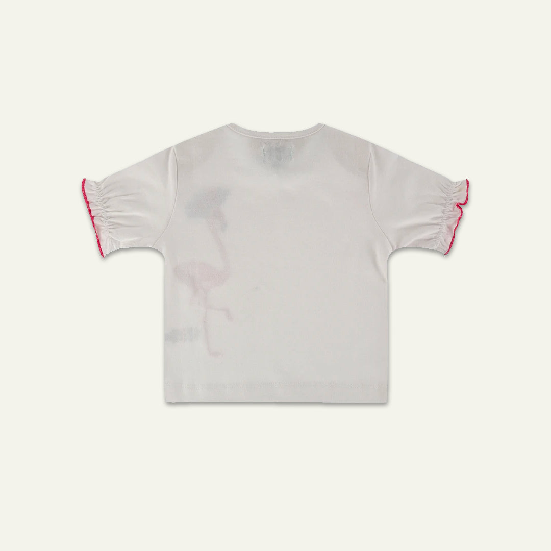 organic cotton flamingo applique short sleeve top and stripe set - image 4