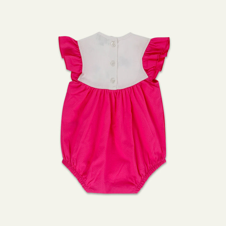 organic cotton Pink Butterfly Applique yoke Romper - image 2