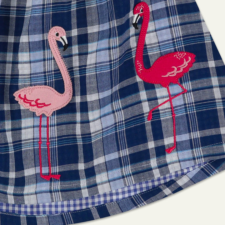 organic cotton Flamingo applique and Check Dress And Leggings Set - image 3
