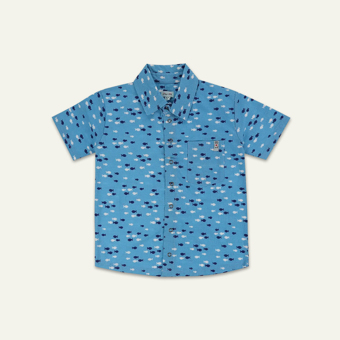 organic cotton Fish Print short sleeve Shirt - image 1