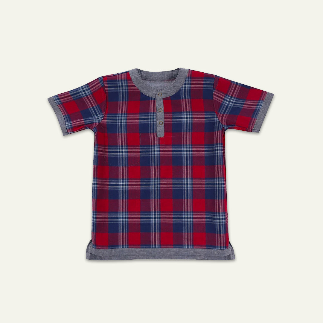 organic cotton Reversibe check and chambray short sleeve t-shirt - image 1