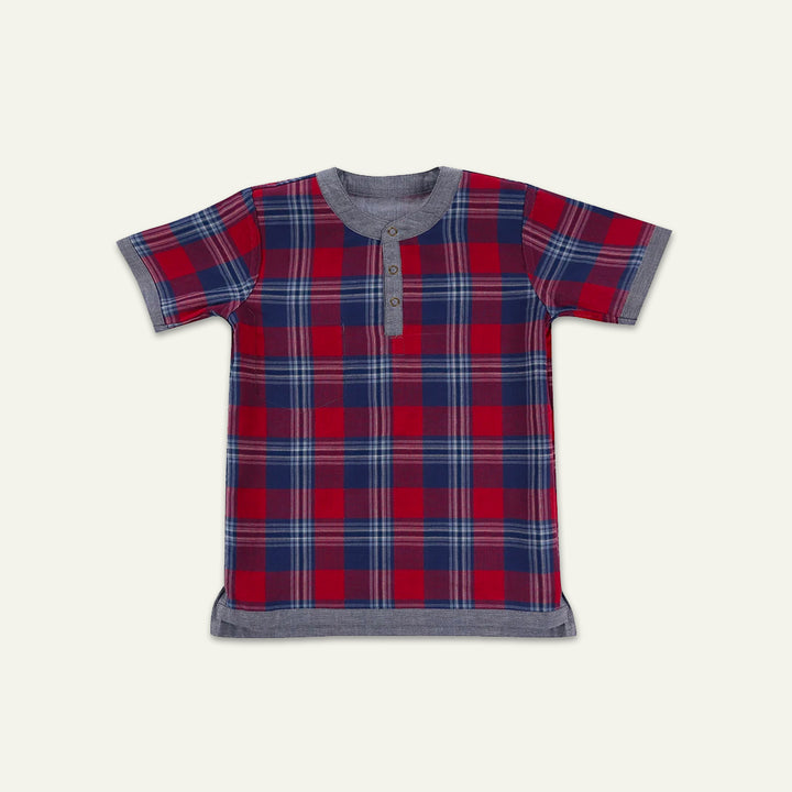 organic cotton Reversibe check and chambray short sleeve t-shirt - image 1