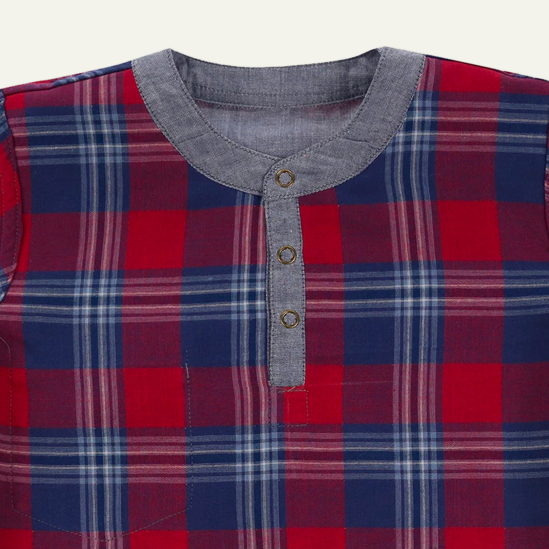 organic cotton Reversibe check and chambray short sleeve t-shirt - image 4