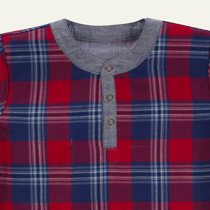 organic cotton Reversibe check and chambray short sleeve t-shirt - image 4