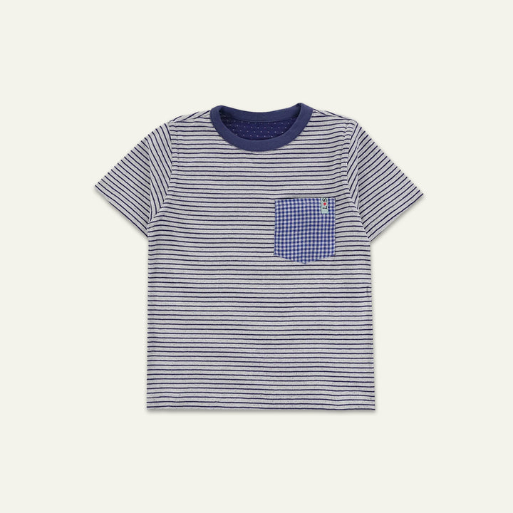 organic cotton Navy Stripe and spot Print reversible Top - image 1