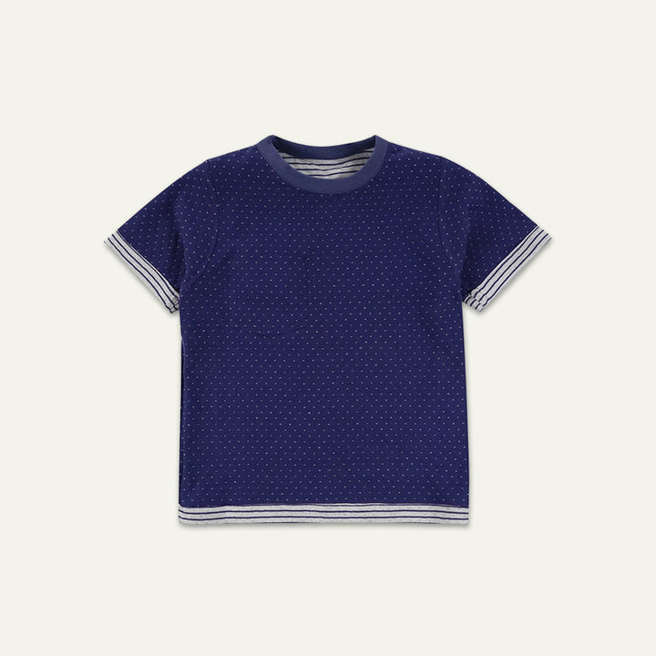 organic cotton Navy Stripe and spot Print reversible Top - image 2