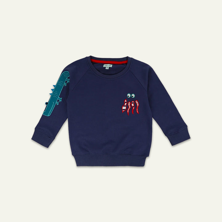 organic cotton Navy Animal Applique Sweatshirt - image 1