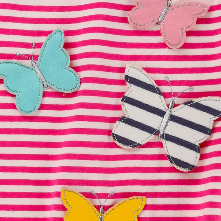 organic cotton butterfly applique and pink stripe dress - image 2