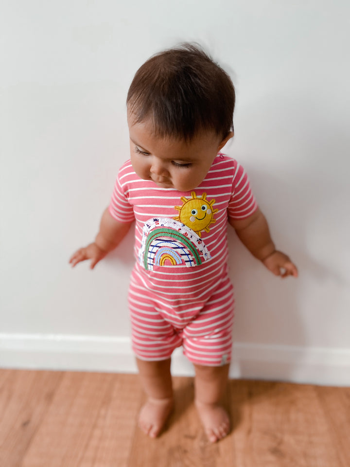 APPLIQUE RAINBOW and stripe short sleeve ROMPER - image 4