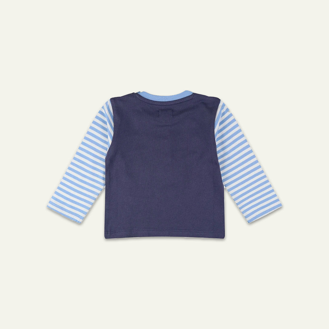 organic cotton applique and stripe fun sleeve top with printed tracksuit set - image 2