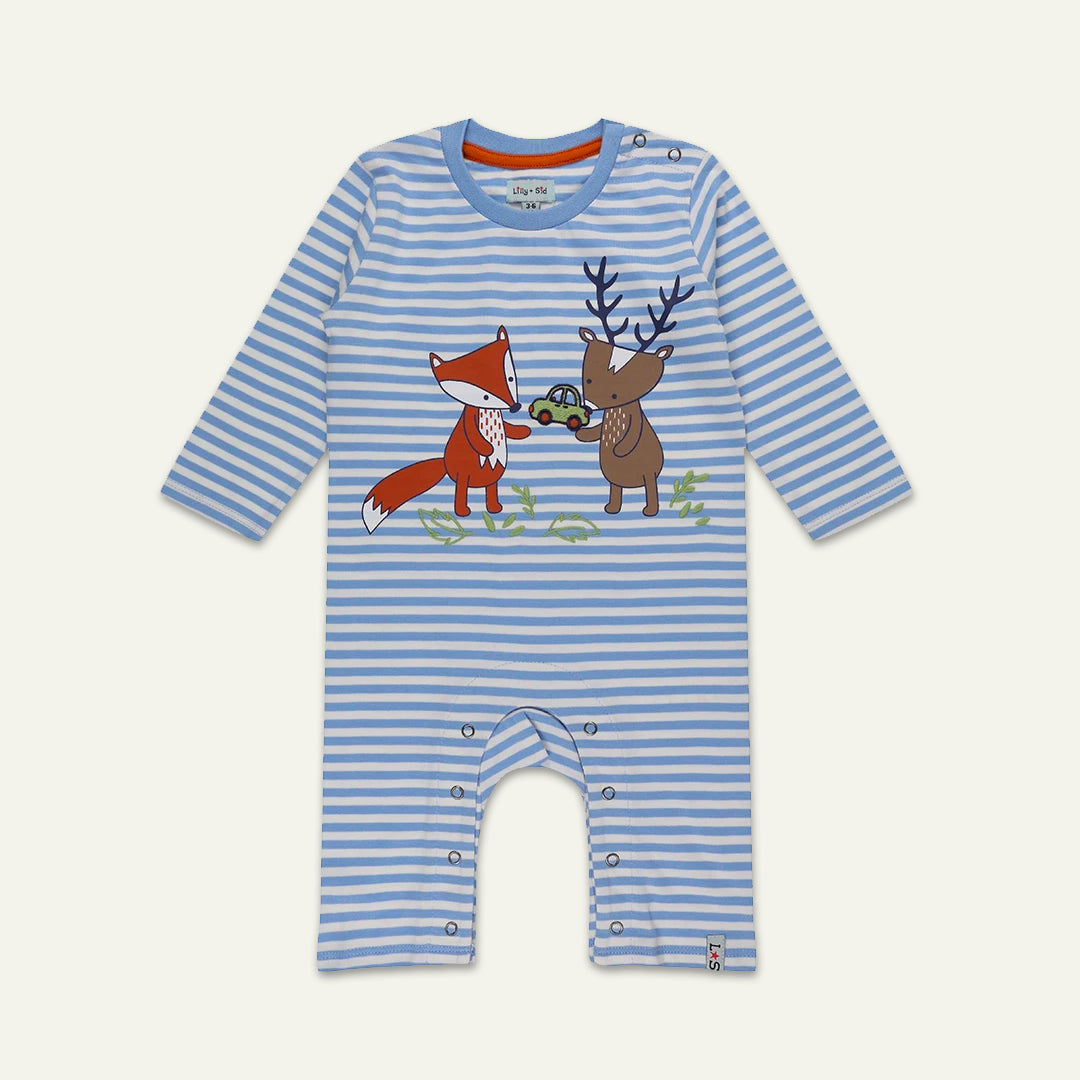 organic cotton applique and stripe romper - image 1