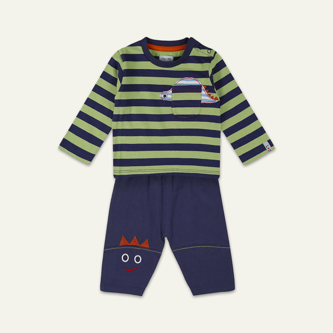 organic cotton Multicoloured Whale Applique and stripe Top And Legging Set - image 1