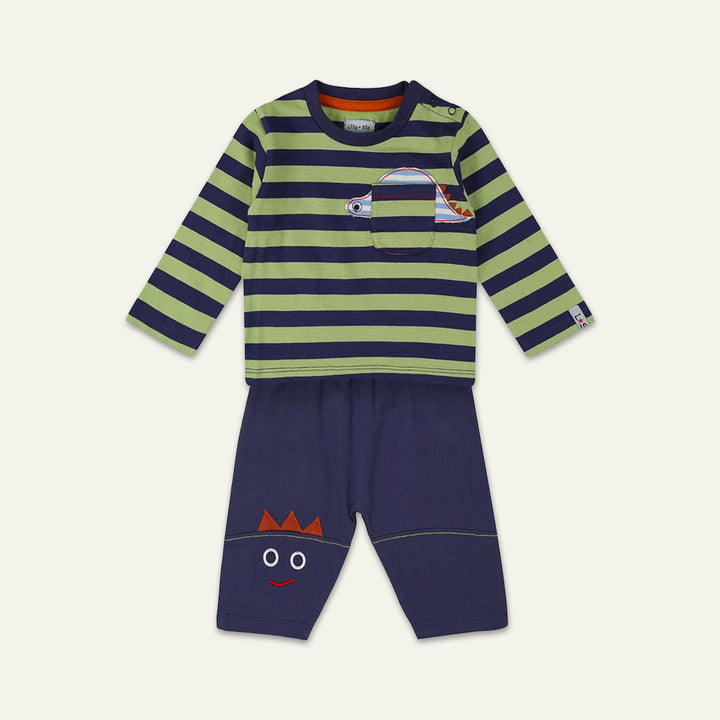 organic cotton Multicoloured Whale Applique and stripe Top And Legging Set - image 1