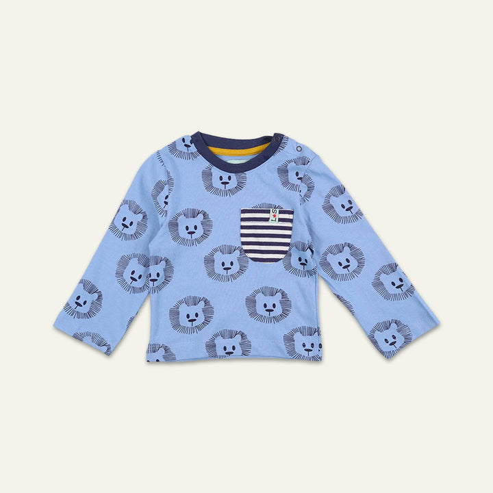 organic cotton Blue Happy Lion Print Top And Legging Set - image 4