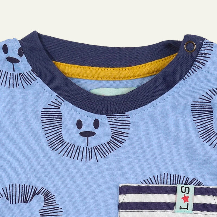 organic cotton Blue Happy Lion Print Top And Legging Set - image 5